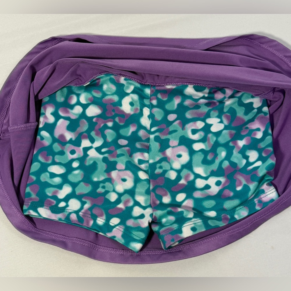 Under Armour Skort Girls Size 4 Purple Skirt Teal Shorts Athletic Active - Picture 7 of 8